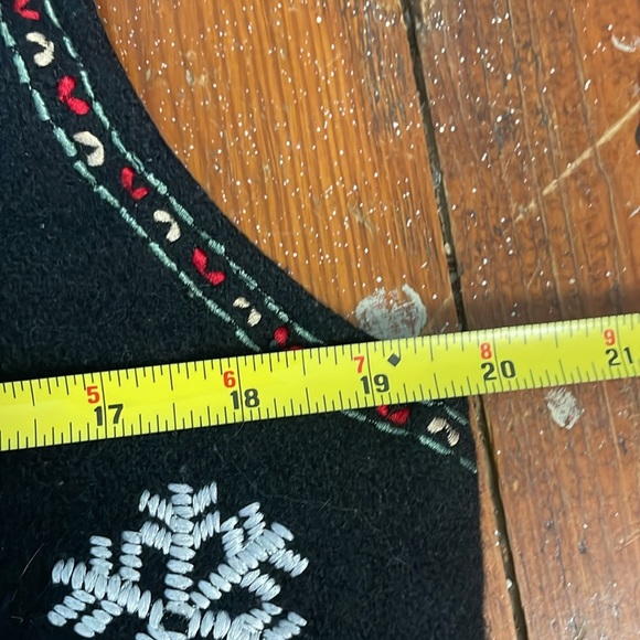 New Directions Black V-Neck Sweater Vest with Snowflake Embroidery - Picture 5 of 5